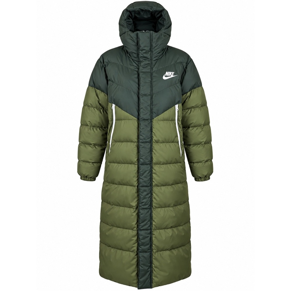 Nike Sportswear Windrunner Long Down Puffer Parka Coat Green XL Hooded